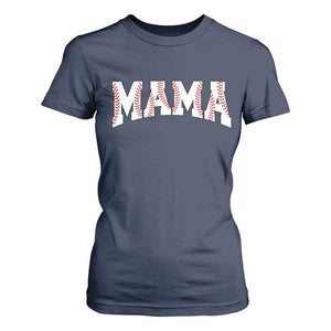 Baseball Mama T Shirt For Women Retro Varsity Baseball Season Mom Raising Ballers TS10 Navy Print Your Wear