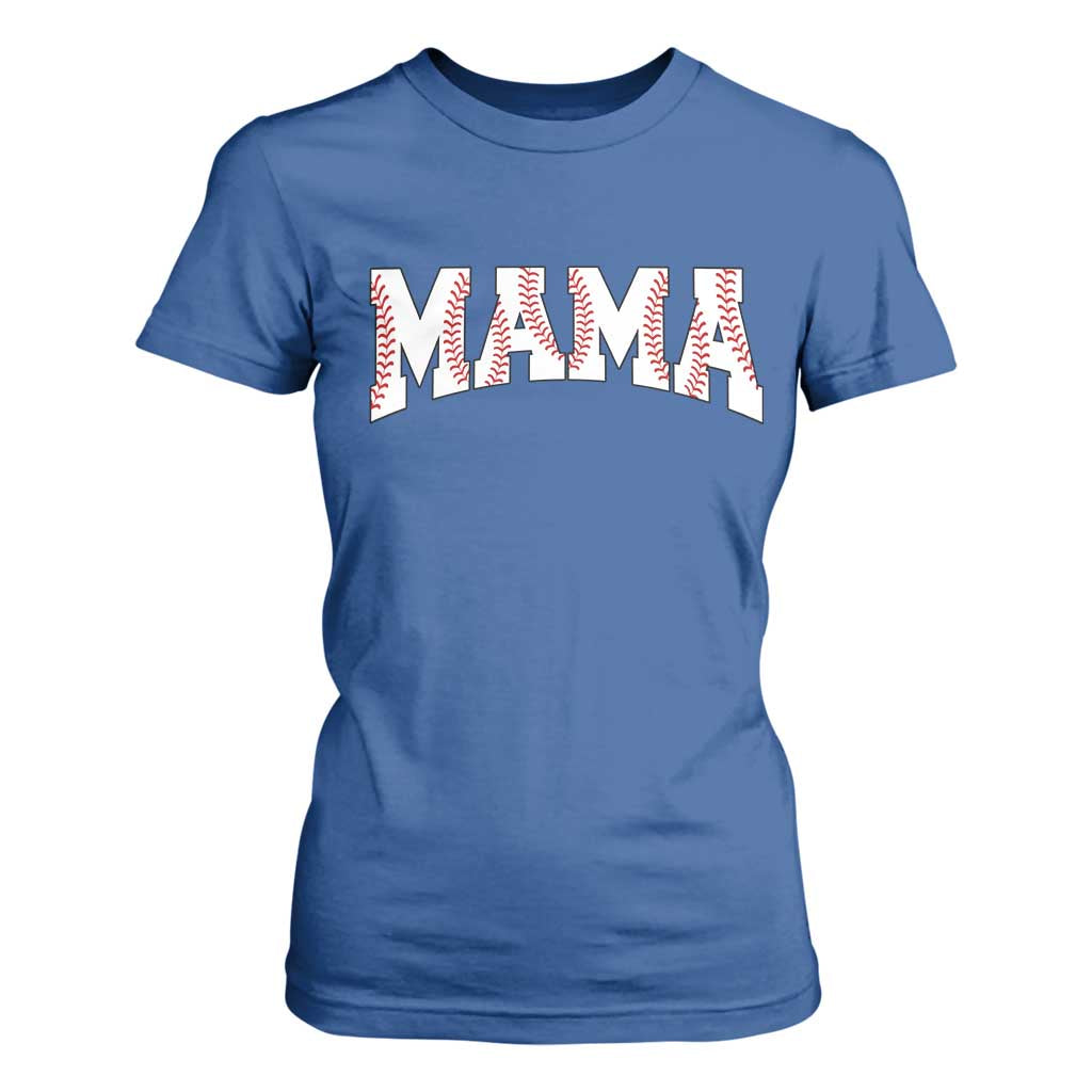 Baseball Mama T Shirt For Women Retro Varsity Baseball Season Mom Raising Ballers TS10 Royal Blue Print Your Wear