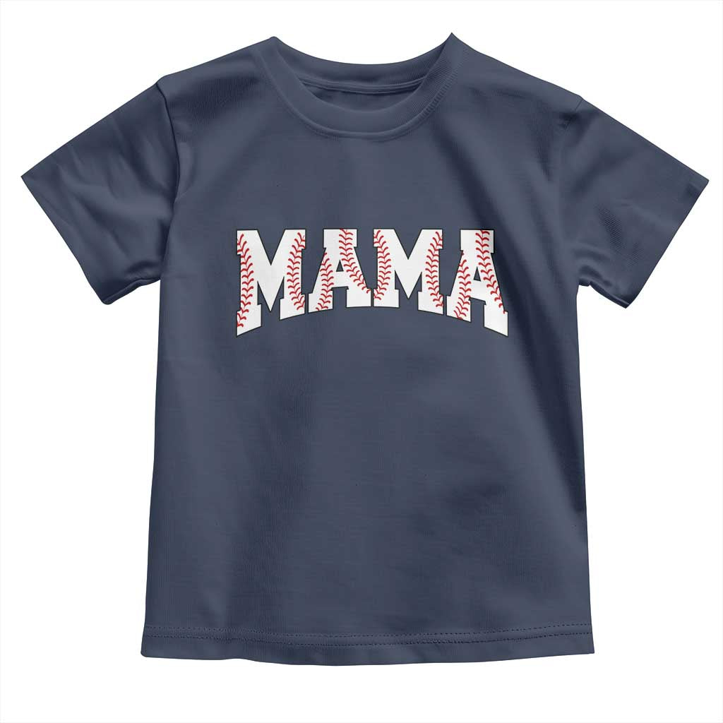 Baseball Mama Toddler T Shirt Retro Varsity Baseball Season Mom Raising Ballers TS10 Navy Print Your Wear