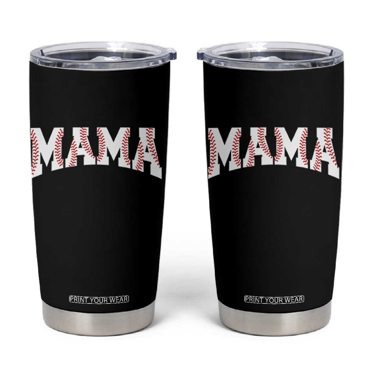 Baseball Mama Tumbler Cup Retro Varsity Baseball Season Mom Raising Ballers TS10 Black Print Your Wear