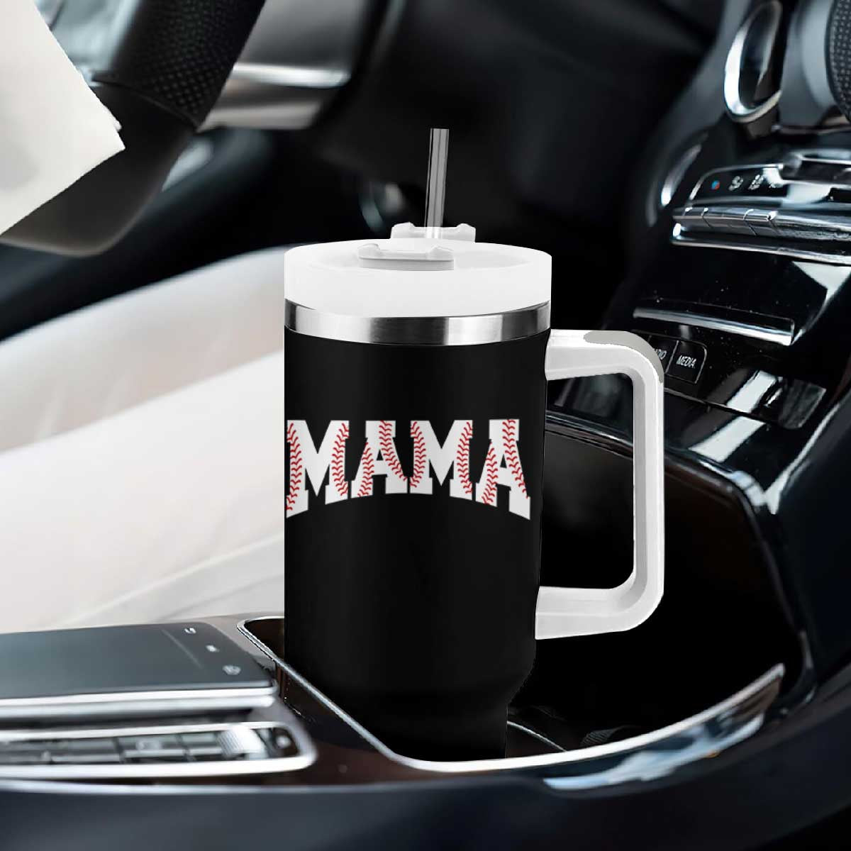 Baseball Mama Tumbler With Handle Retro Varsity Baseball Season Mom Raising Ballers TS10 Print Your Wear
