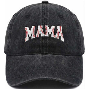 Baseball Mama Washed Cotton Baseball Cap Retro Varsity Baseball Season Mom Raising Ballers