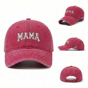 Baseball Mama Washed Cotton Baseball Cap Retro Varsity Baseball Season Mom Raising Ballers