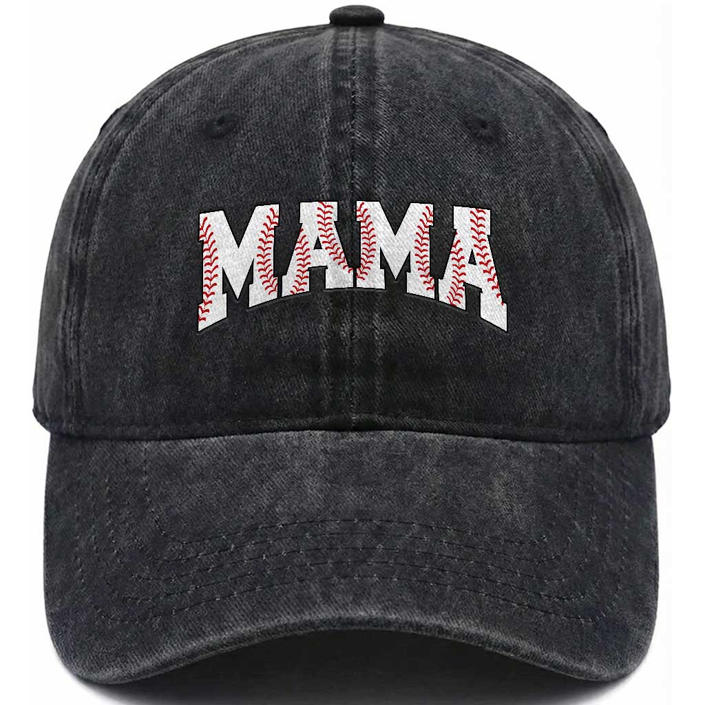 Baseball Mama Washed Cotton Baseball Cap Retro Varsity Baseball Season Mom Raising Ballers