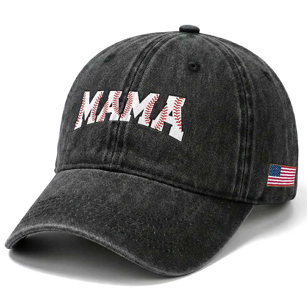 Baseball Mama Washed Cotton Baseball Cap Retro Varsity Baseball Season Mom Raising Ballers