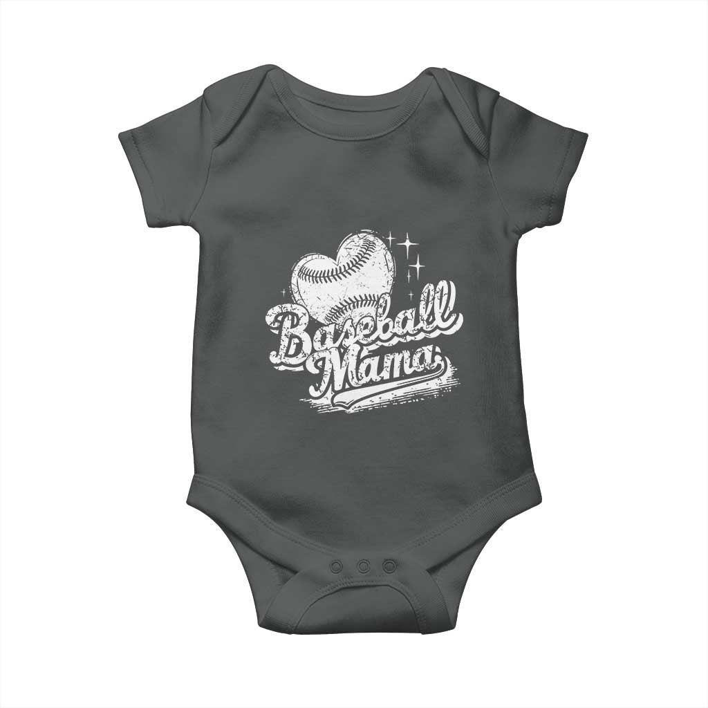 Baseball Mama Baby Onesie Baseball Season Mom Raising Ballers TS10 Dark Heather Print Your Wear