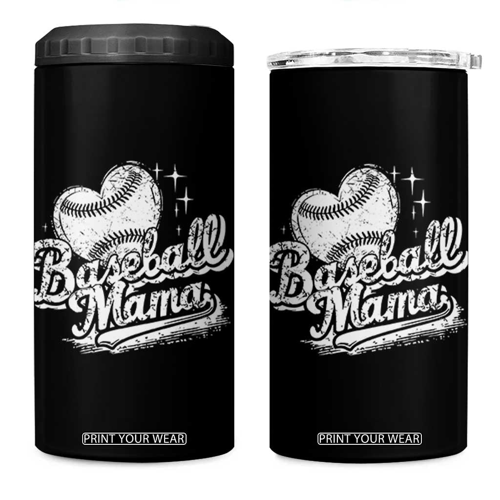 Baseball Mama 4 in 1 Can Cooler Tumbler Baseball Season Mom Raising Ballers TS10 One Size: 16 oz Black Print Your Wear