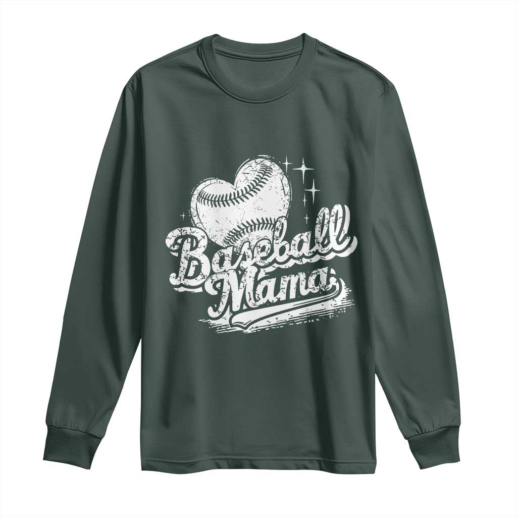 Baseball Mama Long Sleeve Shirt Baseball Season Mom Raising Ballers TS10 Dark Forest Green Print Your Wear