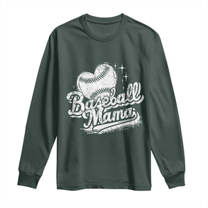 Baseball Mama Long Sleeve Shirt Baseball Season Mom Raising Ballers TS10 Dark Forest Green Print Your Wear