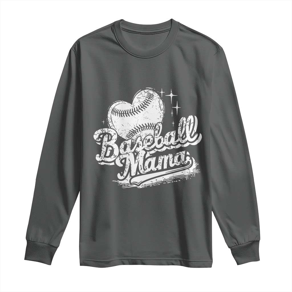 Baseball Mama Long Sleeve Shirt Baseball Season Mom Raising Ballers TS10 Dark Heather Print Your Wear