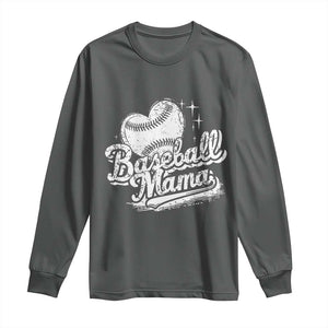 Baseball Mama Long Sleeve Shirt Baseball Season Mom Raising Ballers TS10 Dark Heather Print Your Wear