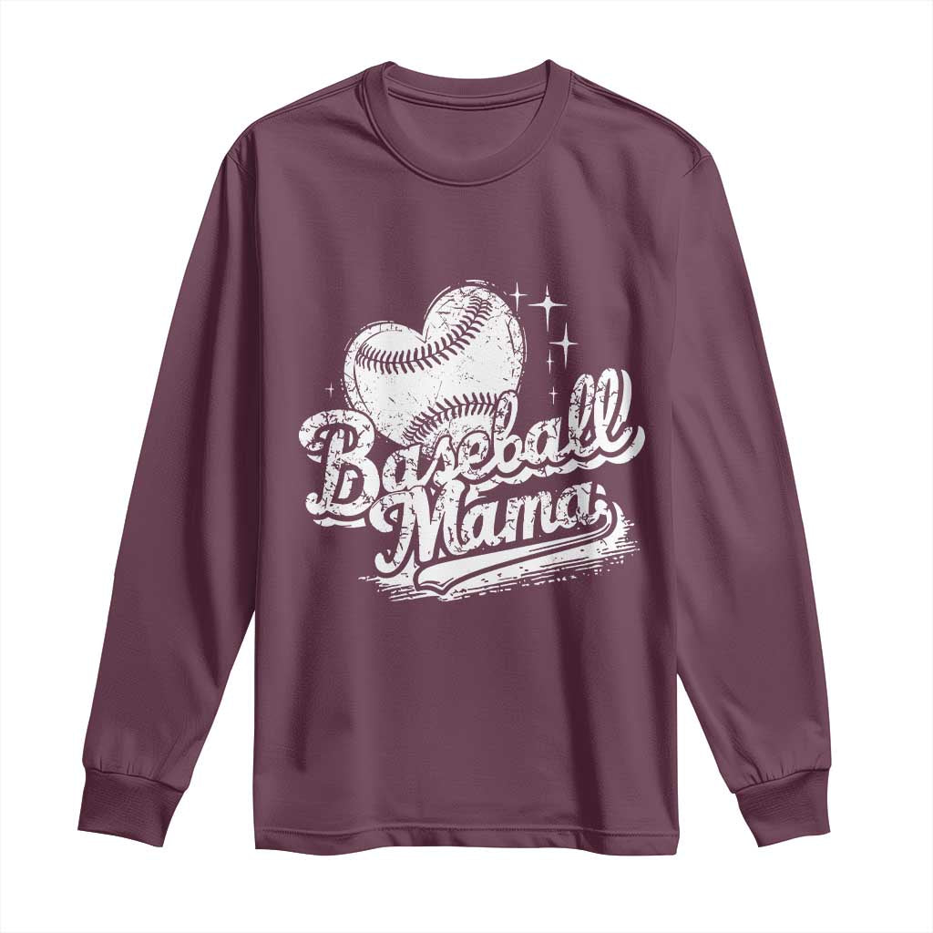 Baseball Mama Long Sleeve Shirt Baseball Season Mom Raising Ballers TS10 Maroon Print Your Wear