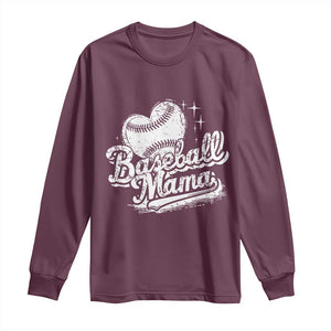 Baseball Mama Long Sleeve Shirt Baseball Season Mom Raising Ballers TS10 Maroon Print Your Wear