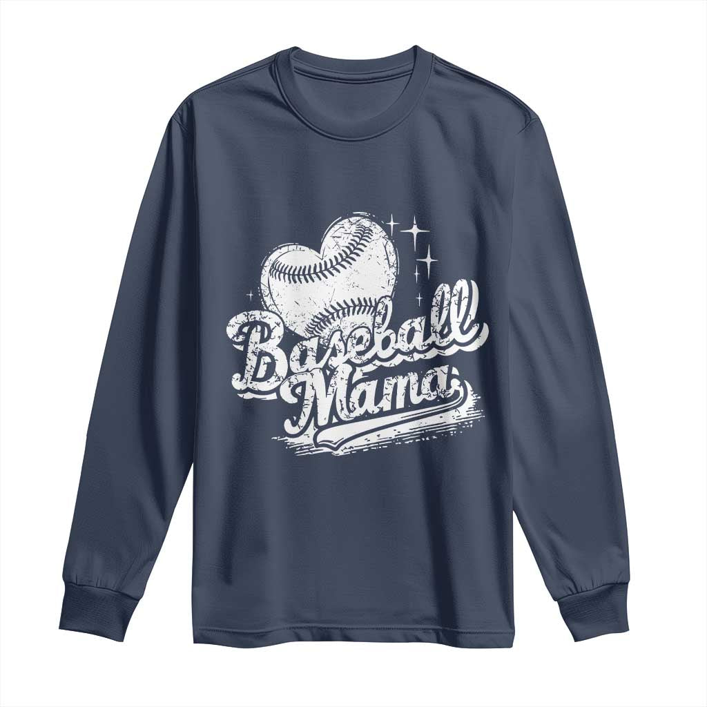 Baseball Mama Long Sleeve Shirt Baseball Season Mom Raising Ballers TS10 Navy Print Your Wear