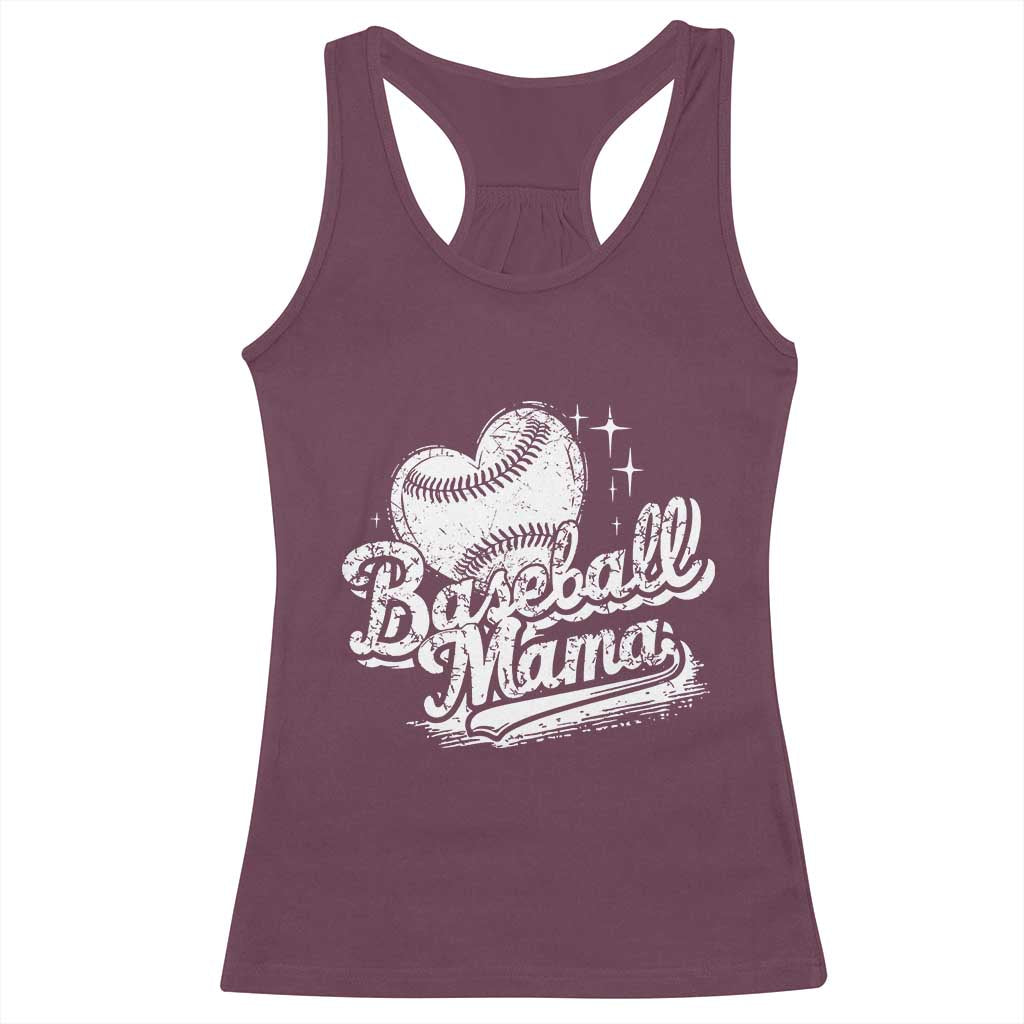 Baseball Mama Racerback Tank Top Baseball Season Mom Raising Ballers TS10 Maroon Print Your Wear