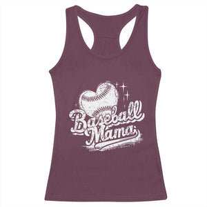 Baseball Mama Racerback Tank Top Baseball Season Mom Raising Ballers TS10 Maroon Print Your Wear