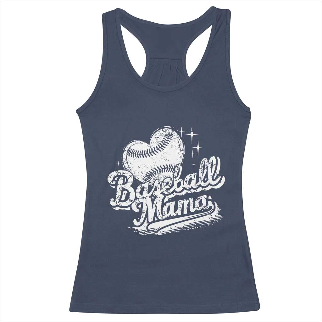 Baseball Mama Racerback Tank Top Baseball Season Mom Raising Ballers TS10 Navy Print Your Wear