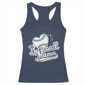Baseball Mama Racerback Tank Top Baseball Season Mom Raising Ballers TS10 Navy Print Your Wear