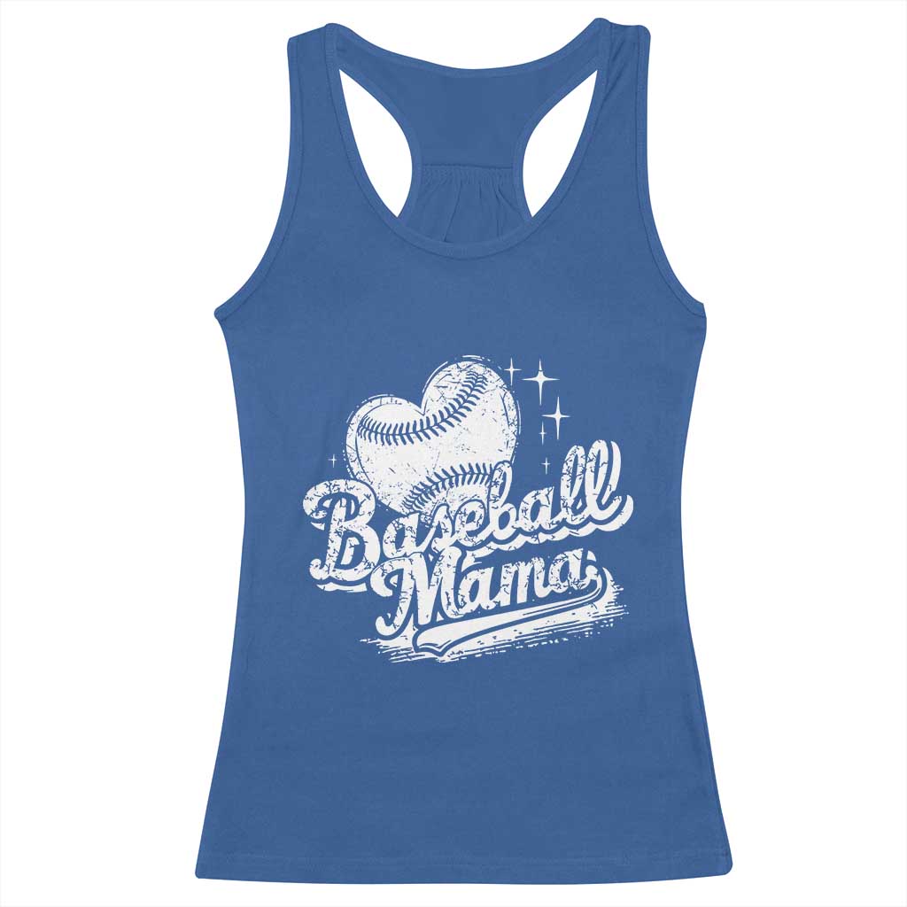 Baseball Mama Racerback Tank Top Baseball Season Mom Raising Ballers TS10 Royal Blue Print Your Wear