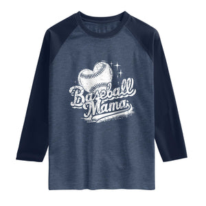 Baseball Mama Raglan Shirt Baseball Season Mom Raising Ballers TS10 Heather Denim Navy Print Your Wear