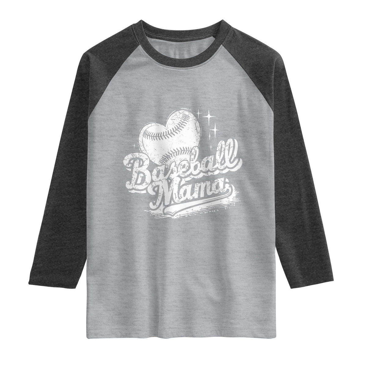 Baseball Mama Raglan Shirt Baseball Season Mom Raising Ballers TS10 Heather Gray Heather Charcoal Print Your Wear