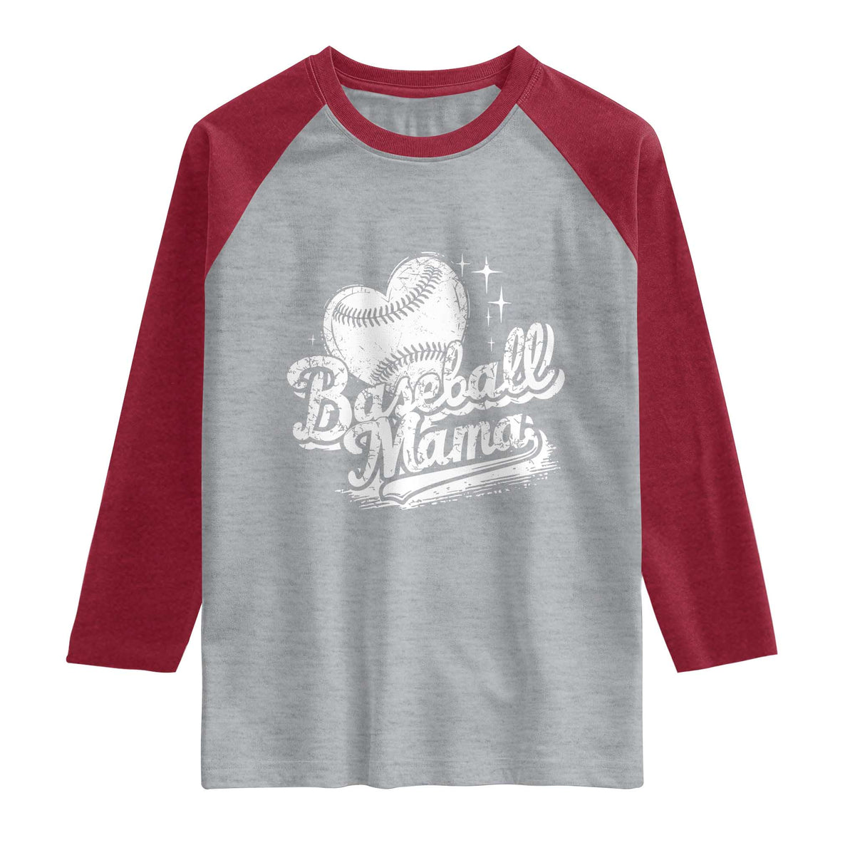Baseball Mama Raglan Shirt Baseball Season Mom Raising Ballers TS10 Heather Gray Heather Red Print Your Wear