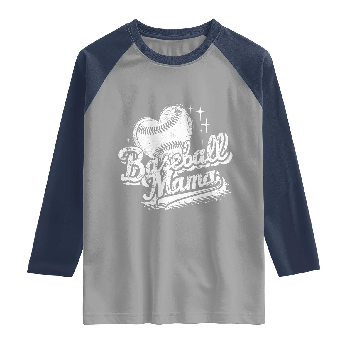 Baseball Mama Raglan Shirt Baseball Season Mom Raising Ballers TS10 Sport Gray Navy Print Your Wear