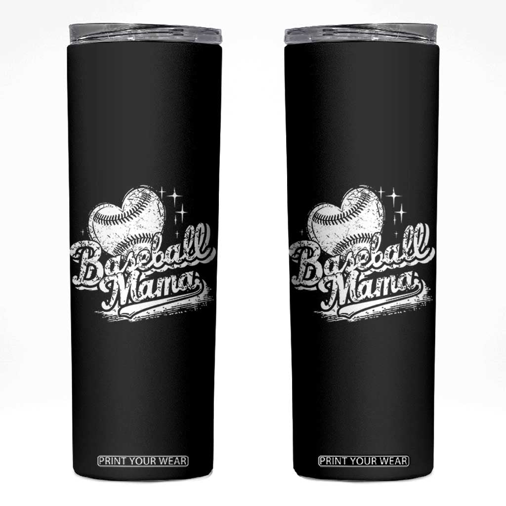 Baseball Mama Skinny Tumbler Baseball Season Mom Raising Ballers TS10 Black Print Your Wear
