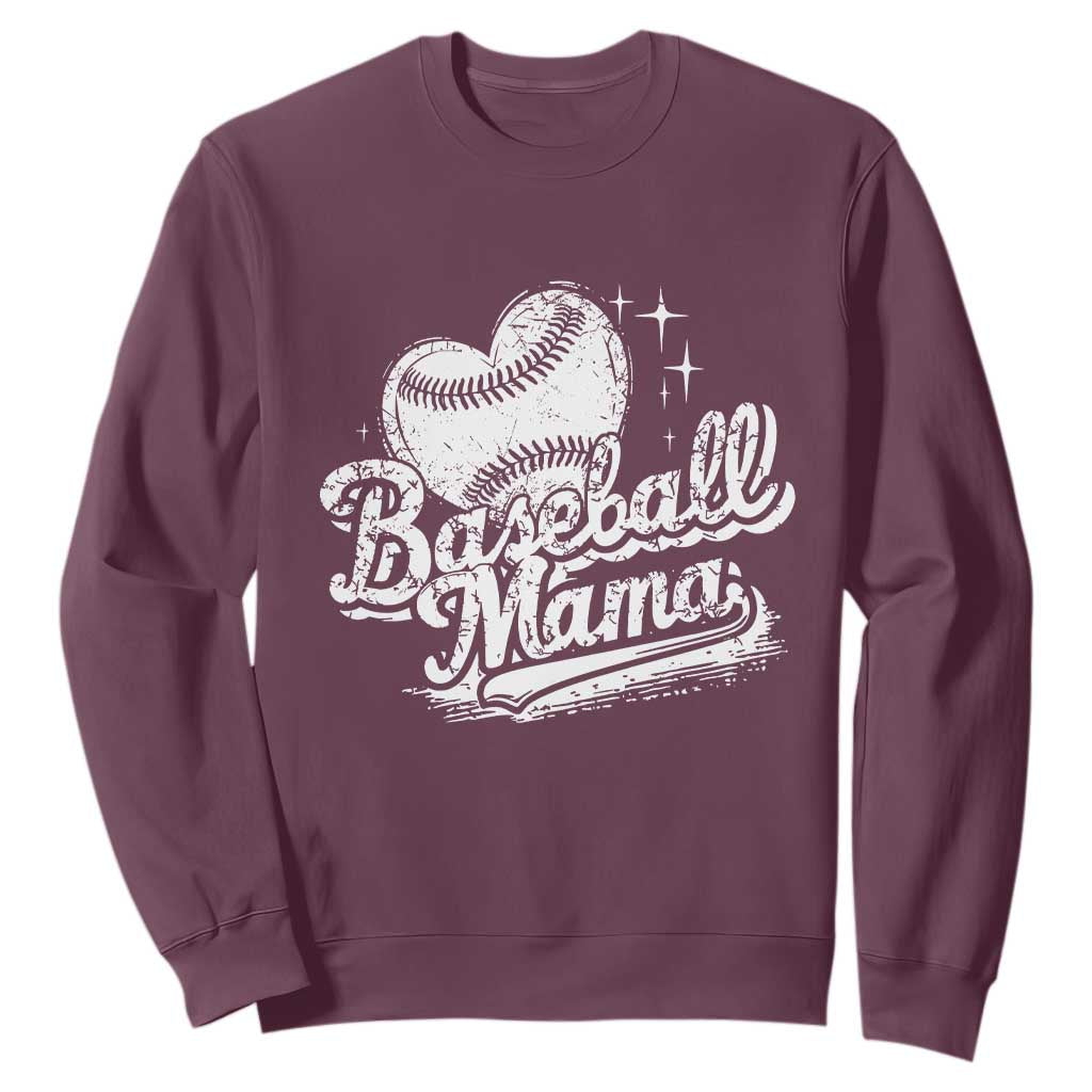 Baseball Mama Sweatshirt Baseball Season Mom Raising Ballers TS10 Maroon Print Your Wear