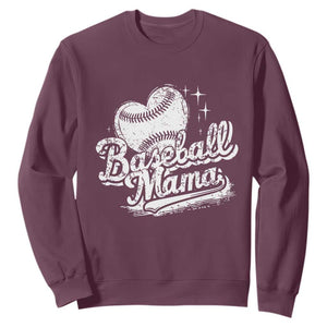 Baseball Mama Sweatshirt Baseball Season Mom Raising Ballers TS10 Maroon Print Your Wear