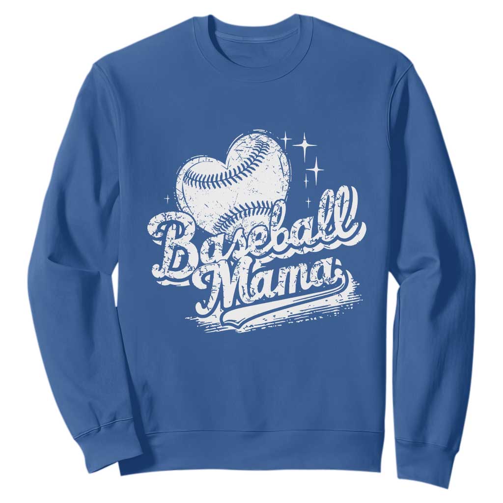 Baseball Mama Sweatshirt Baseball Season Mom Raising Ballers TS10 Royal Blue Print Your Wear