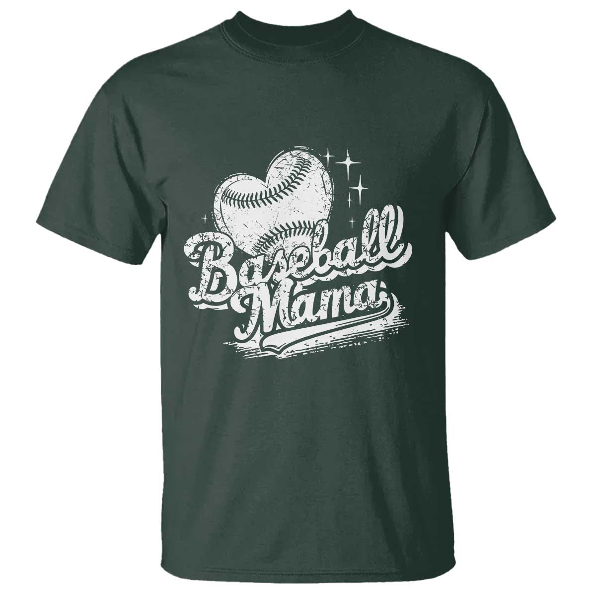 Baseball Mama T Shirt Baseball Season Mom Raising Ballers TS10 Dark Forest Green Print Your Wear