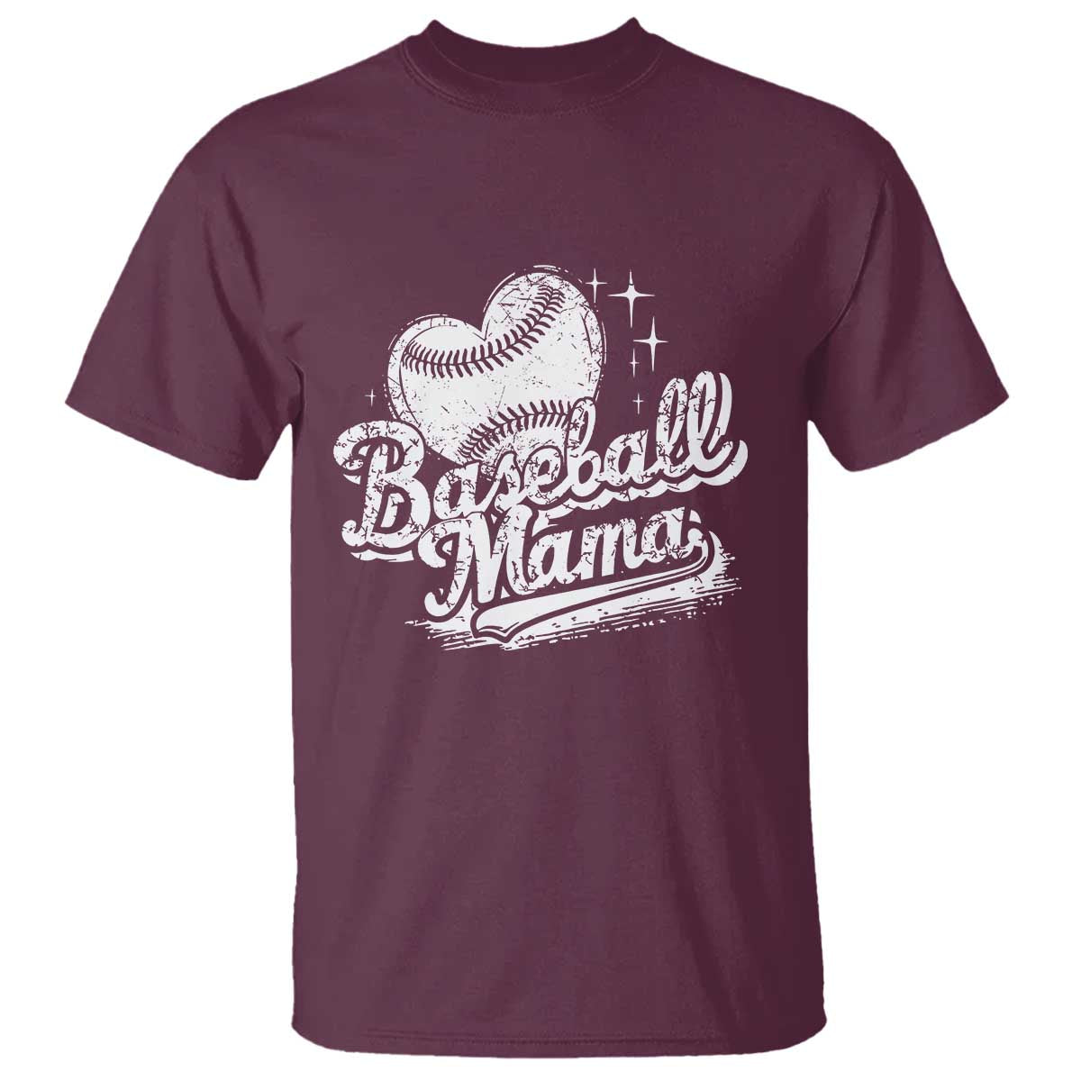 Baseball Mama T Shirt Baseball Season Mom Raising Ballers TS10 Maroon Print Your Wear