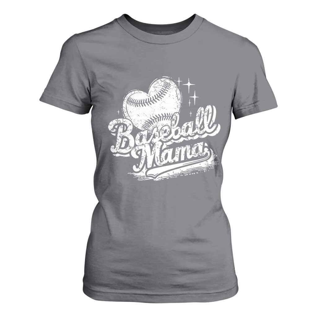 Baseball Mama T Shirt For Women Baseball Season Mom Raising Ballers TS10 Charcoal Print Your Wear