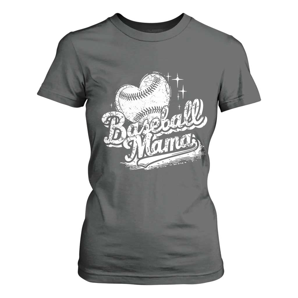 Baseball Mama T Shirt For Women Baseball Season Mom Raising Ballers TS10 Dark Heather Print Your Wear