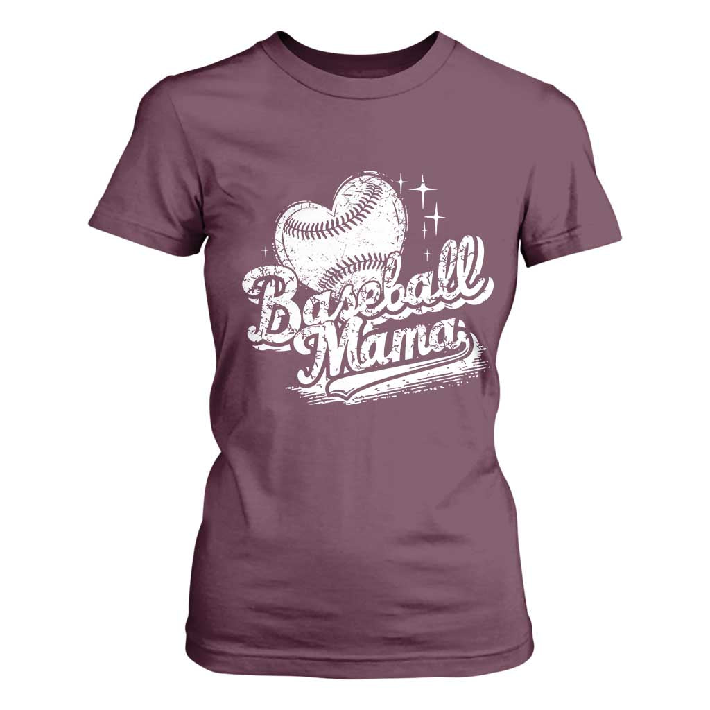 Baseball Mama T Shirt For Women Baseball Season Mom Raising Ballers TS10 Maroon Print Your Wear