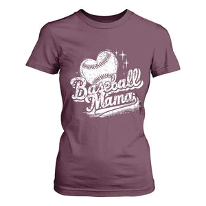 Baseball Mama T Shirt For Women Baseball Season Mom Raising Ballers TS10 Maroon Print Your Wear