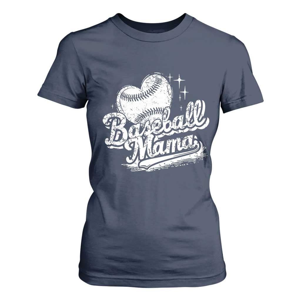 Baseball Mama T Shirt For Women Baseball Season Mom Raising Ballers TS10 Navy Print Your Wear