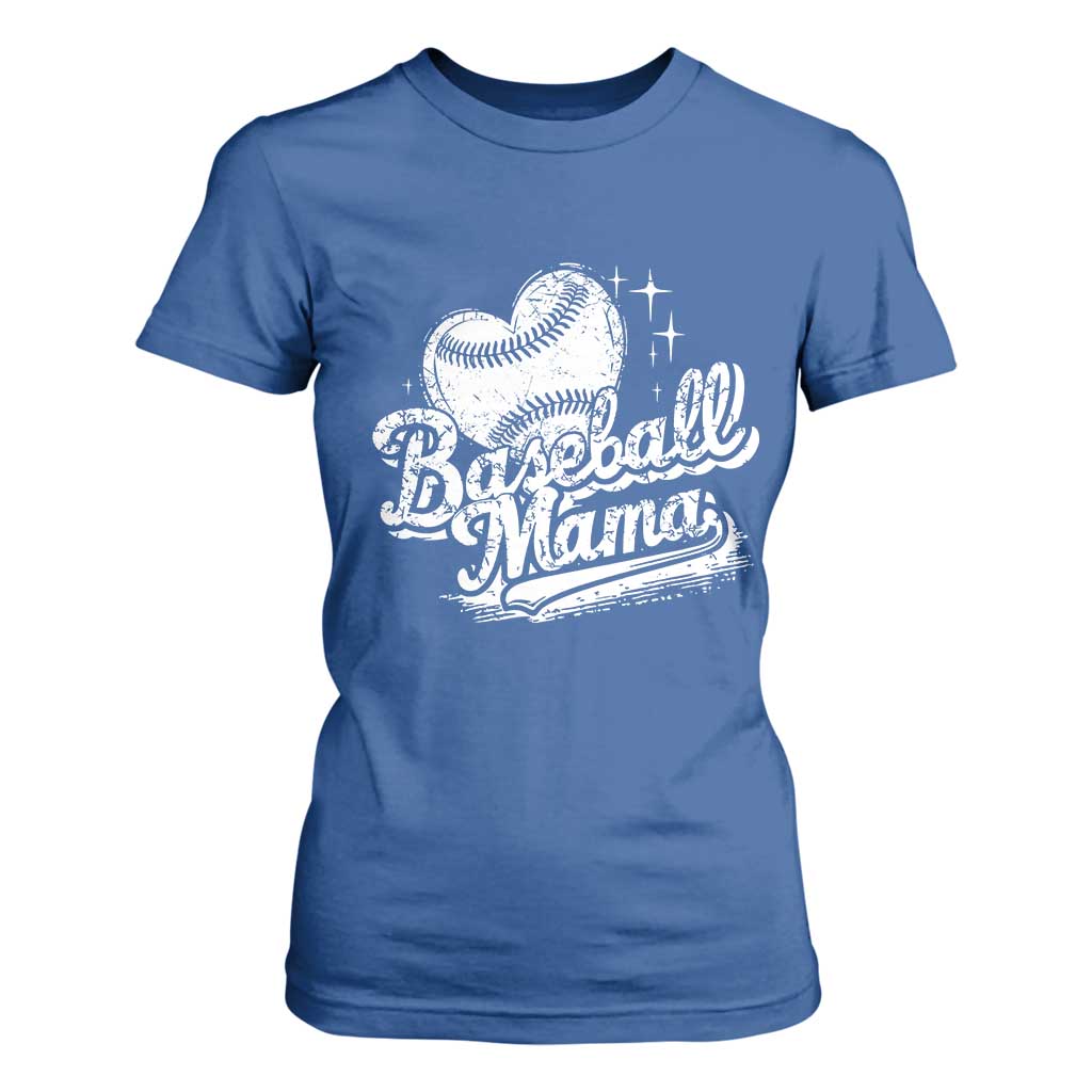 Baseball Mama T Shirt For Women Baseball Season Mom Raising Ballers TS10 Royal Blue Print Your Wear