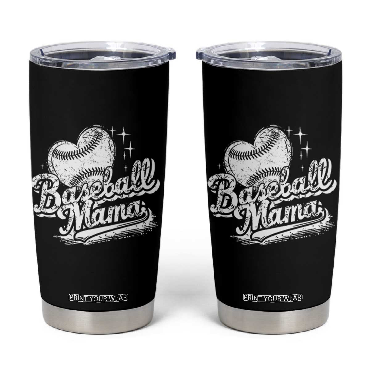 Baseball Mama Tumbler Cup Baseball Season Mom Raising Ballers TS10 Black Print Your Wear
