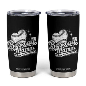Baseball Mama Tumbler Cup Baseball Season Mom Raising Ballers TS10 Black Print Your Wear