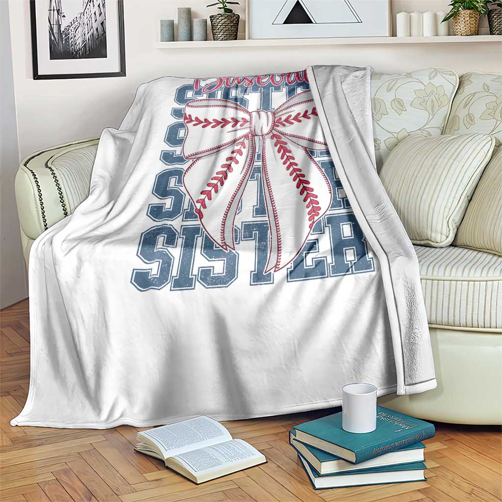 Baseball Sister Throw Blanket Coquette Bow Biggest Fan Sport Lovers Girl TS10 Print Your Wear
