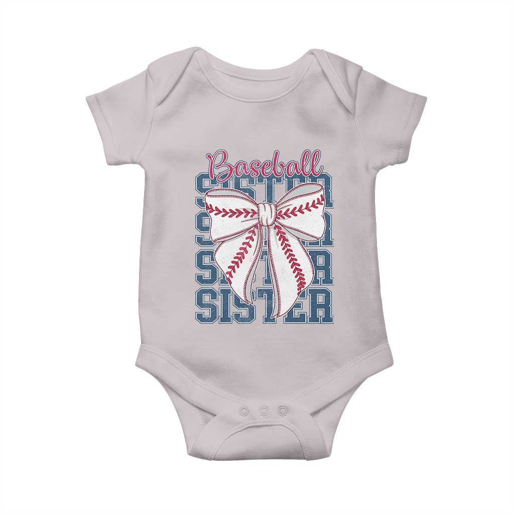 Baseball Sister Baby Onesie Coquette Bow Biggest Fan Sport Lovers Girl TS10 Ice Gray Print Your Wear