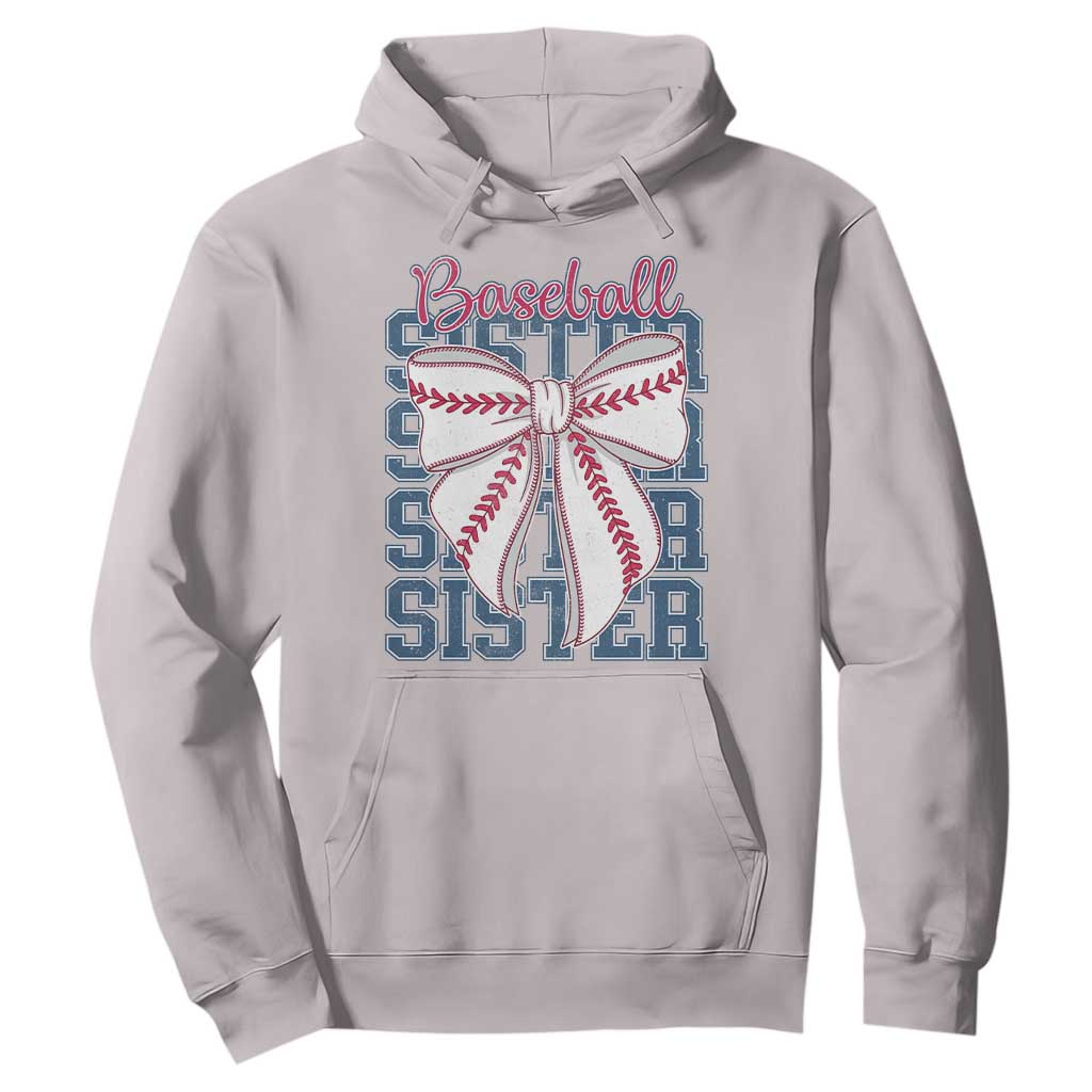Baseball Sister Hoodie Coquette Bow Biggest Fan Sport Lovers Girl TS10 Ice Gray Print Your Wear