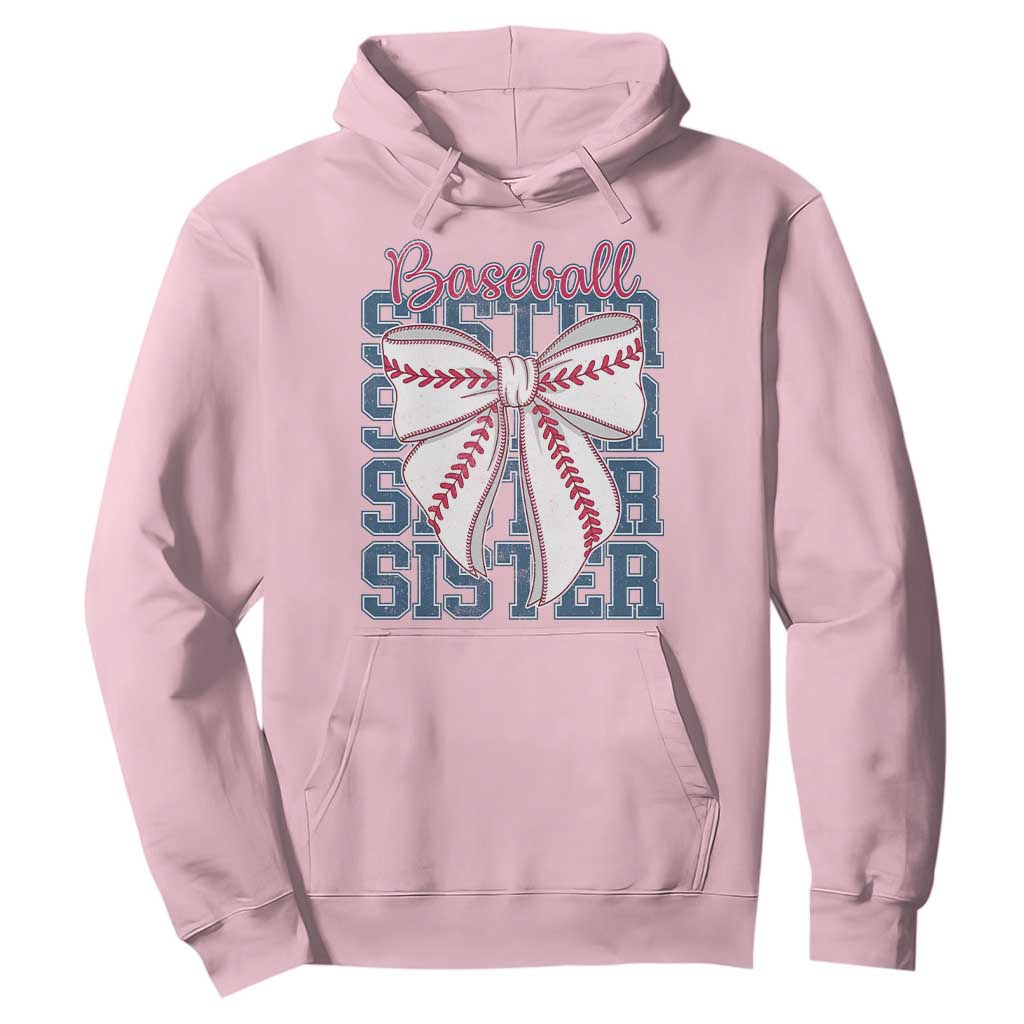Baseball Sister Hoodie Coquette Bow Biggest Fan Sport Lovers Girl TS10 Light Pink Print Your Wear
