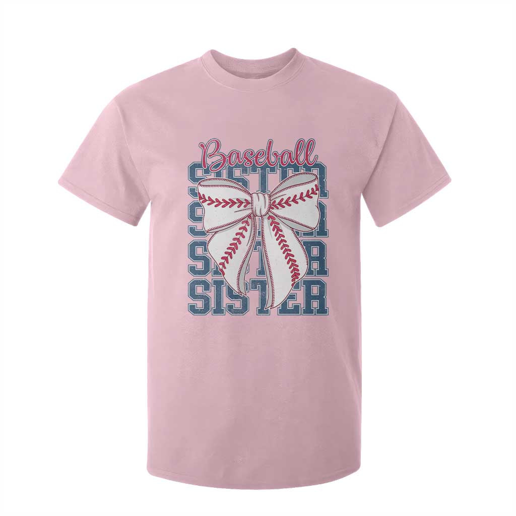 Baseball Sister T Shirt For Kid Coquette Bow Biggest Fan Sport Lovers Girl TS10 Light Pink Print Your Wear