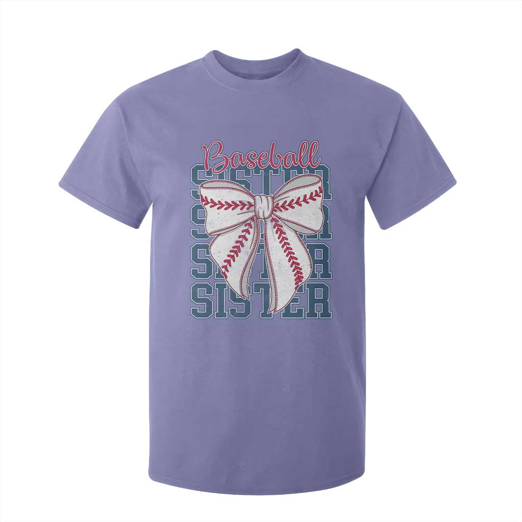 Baseball Sister T Shirt For Kid Coquette Bow Biggest Fan Sport Lovers Girl TS10 Violet Print Your Wear