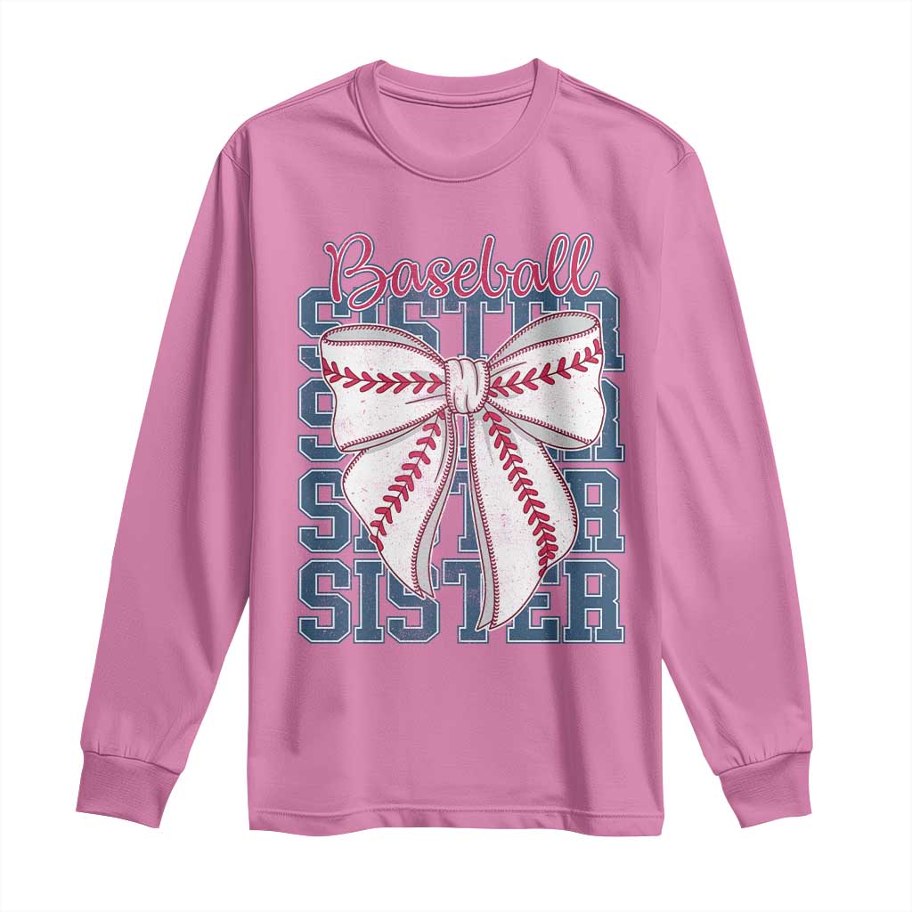 Baseball Sister Long Sleeve Shirt Coquette Bow Biggest Fan Sport Lovers Girl TS10 Azalea Print Your Wear