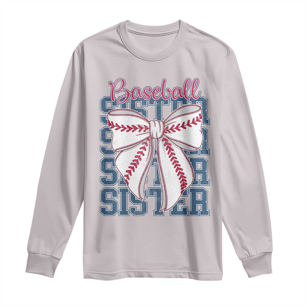 Baseball Sister Long Sleeve Shirt Coquette Bow Biggest Fan Sport Lovers Girl TS10 Ice Gray Print Your Wear