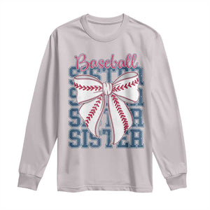 Baseball Sister Long Sleeve Shirt Coquette Bow Biggest Fan Sport Lovers Girl TS10 Ice Gray Print Your Wear